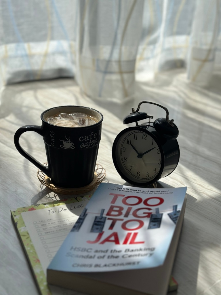 Daily Dose of Mine: Welcoming each day with the warmth of morning sunlight, my daily ritual unfolds with a comforting cup of coffee, the company of books, and the structure of a purposeful to-do list. 💙🖤